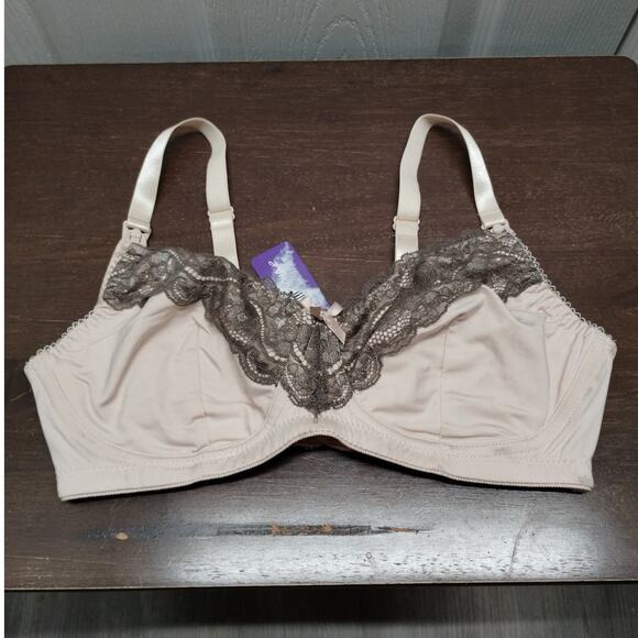 NWT Seraphine Bra Size 34C Pale Pink Wirefree Lace Trim Maternity & Nursing - Picture 2 of 9
